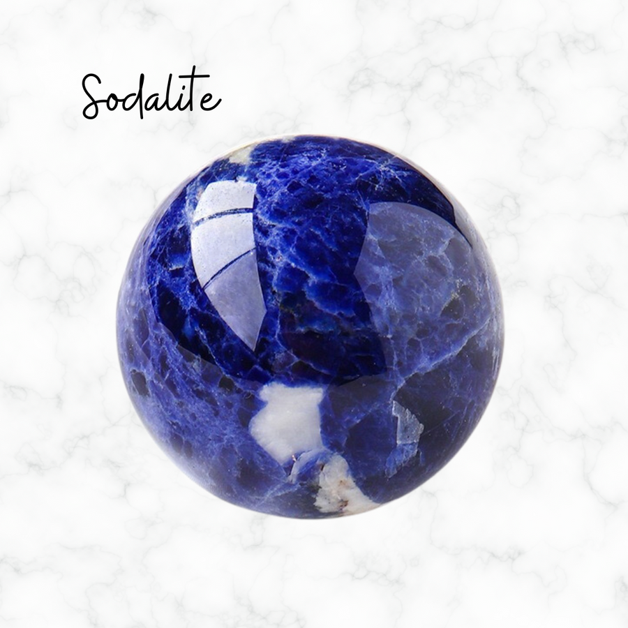 This natural Sodalite crystal sphere is a healing crystal ball that serves as a chakra crystal gift for her