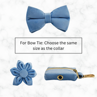 Baby Blue Velvet Pet Collar with Customizable Engraved Nameplate