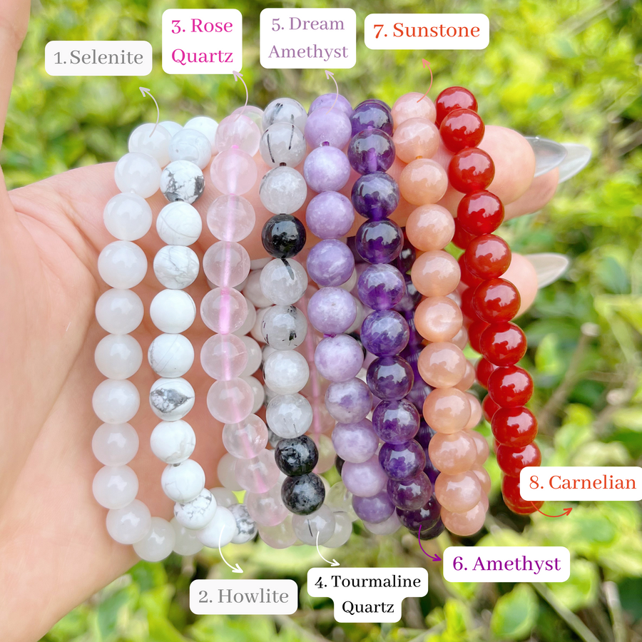 Personalized Crystal 8mm Gemstone Bracelets