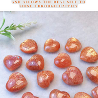 Sunstone Heart Natural Crystal Sun stone Moonstone Carving Polished Stone