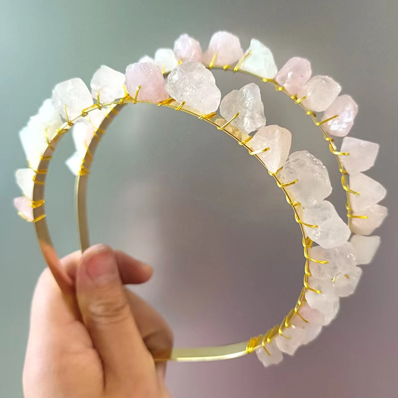 Natural Gemstone Gold Wire Headband: Embrace Earth's Beauty