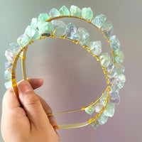 Natural Gemstone Gold Wire Headband: Embrace Earth's Beauty