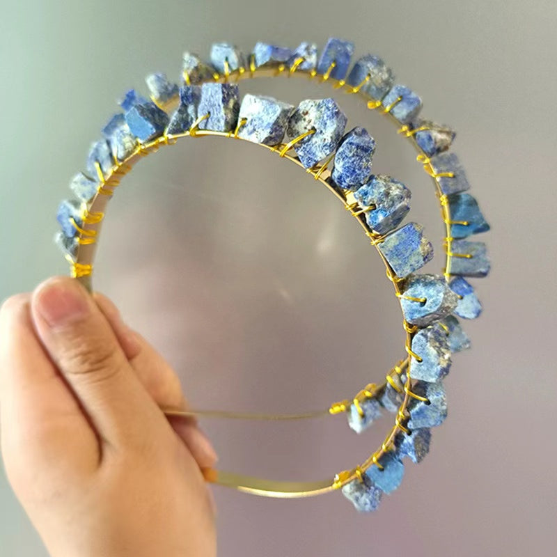 Natural Gemstone Gold Wire Headband: Embrace Earth's Beauty