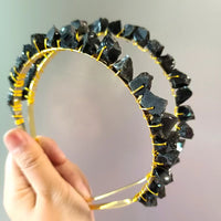 Natural Gemstone Gold Wire Headband: Embrace Earth's Beauty