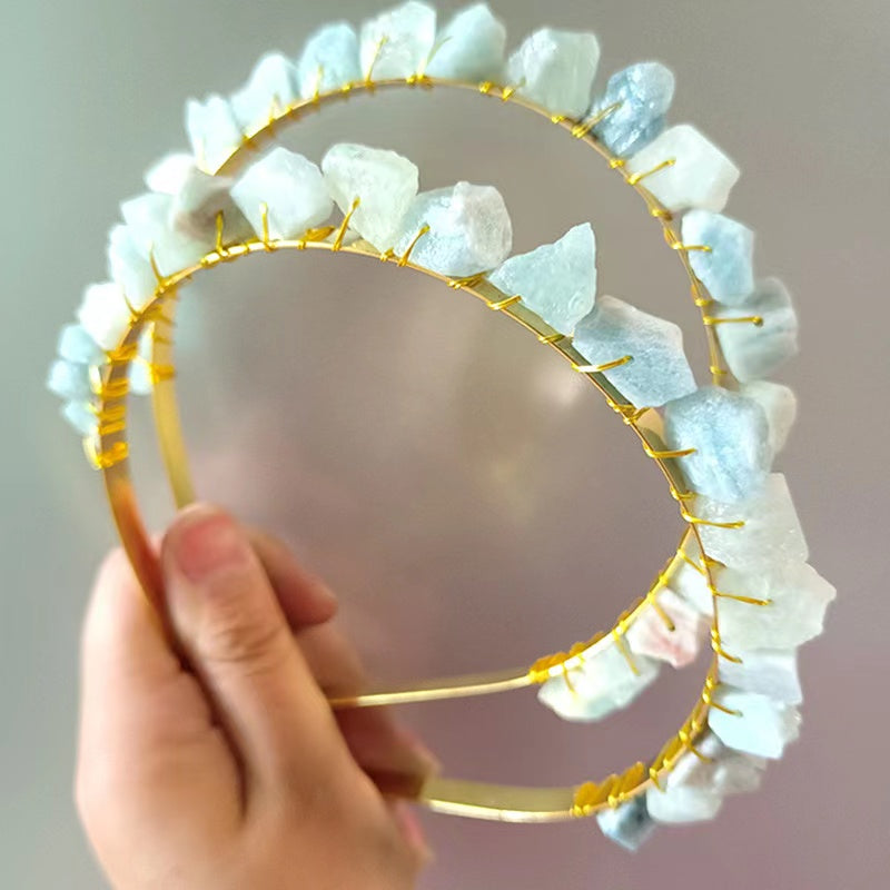 Natural Gemstone Gold Wire Headband: Embrace Earth's Beauty