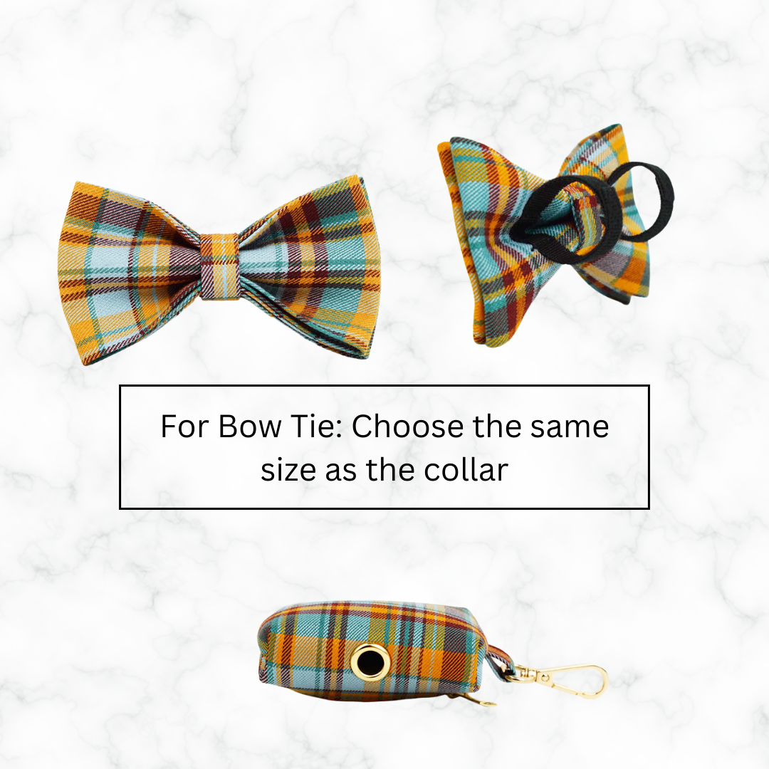 Plaid Velvet Pet Collar with Customizable Engraved Nameplate