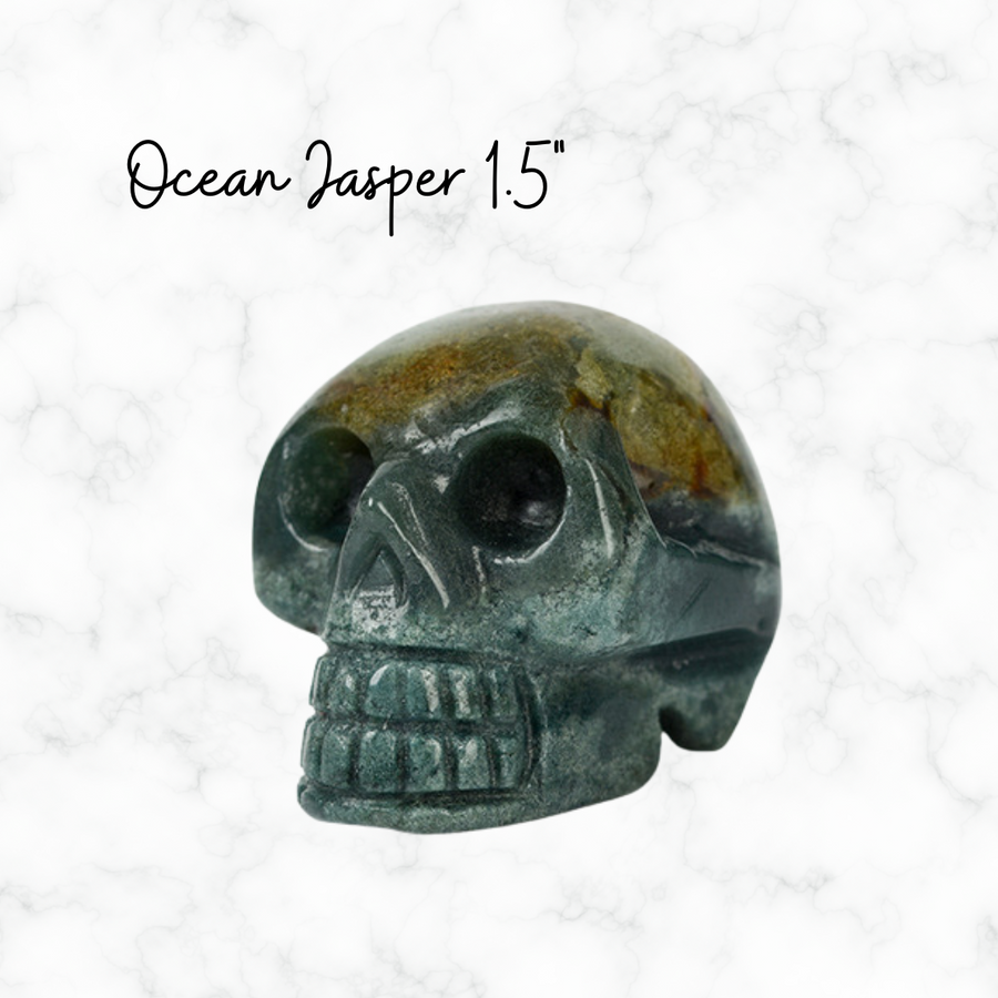 Sea Jasper Natural Crystal Skull Stone Ghost Head Carved Crystal Handcraft Ornament