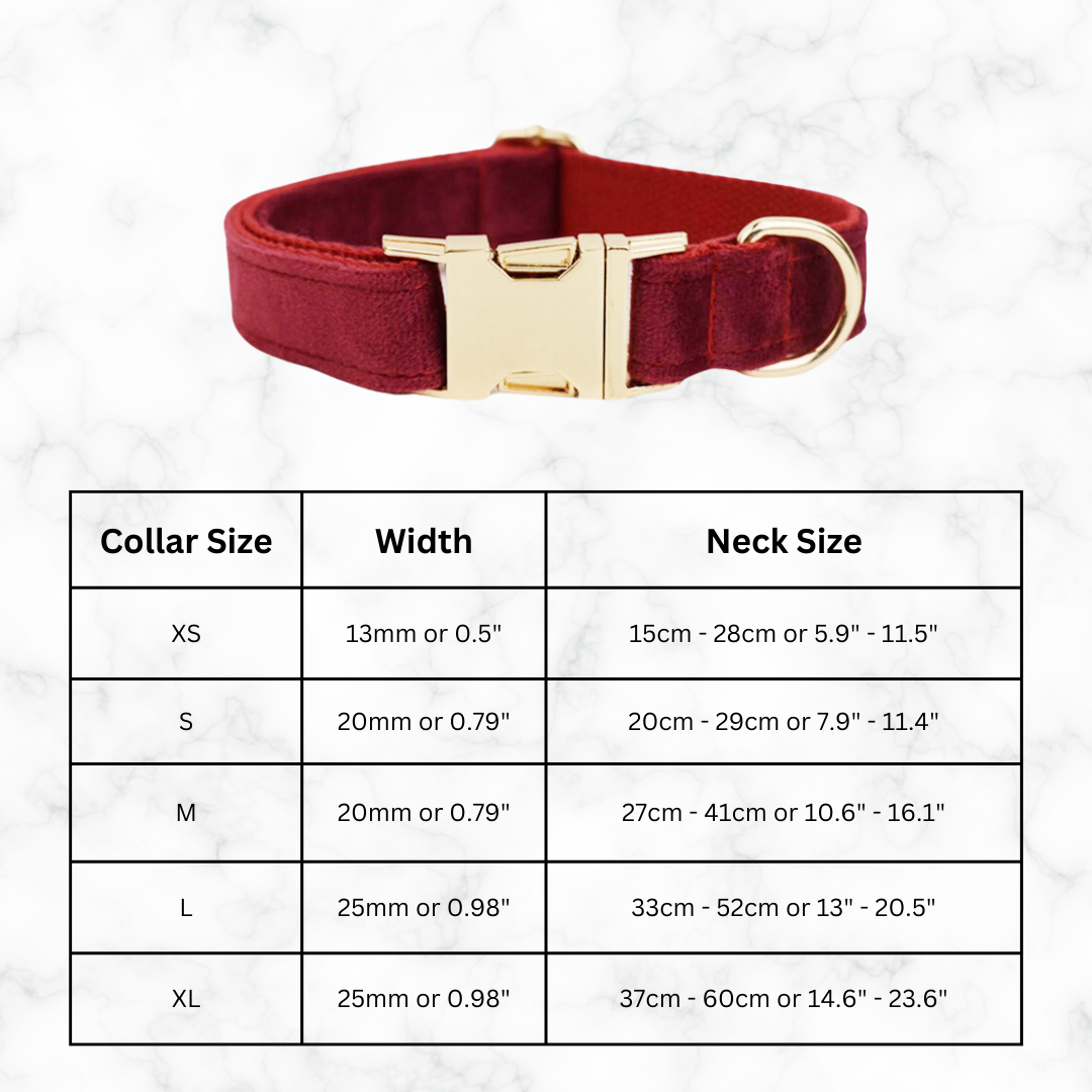 Elegant Red Velvet Pet Collar with Customizable Engraved Nameplate