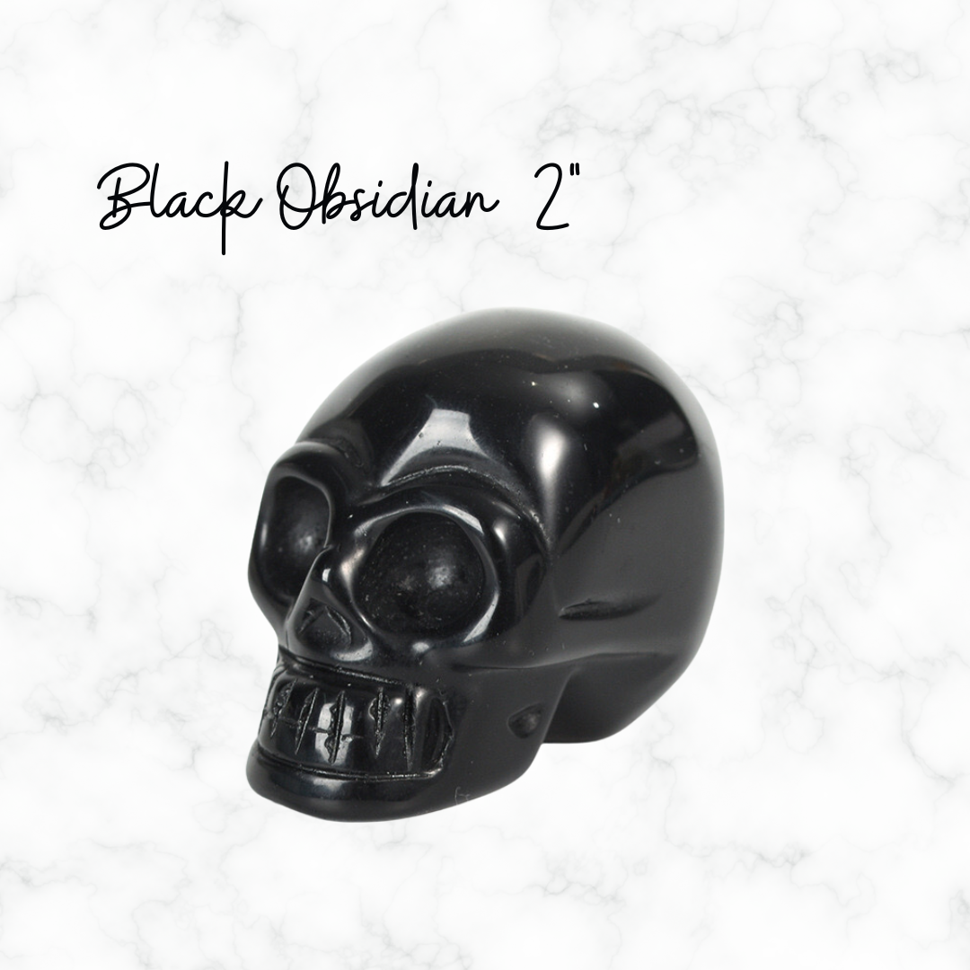 Black Obsidian Skull Crystal Gift For Him Stone Carving Crystal Art Skull Decor