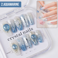 Aquamarine Crystal Chip Nail