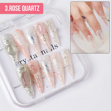 Rose Quartz Crystal Chip Nail