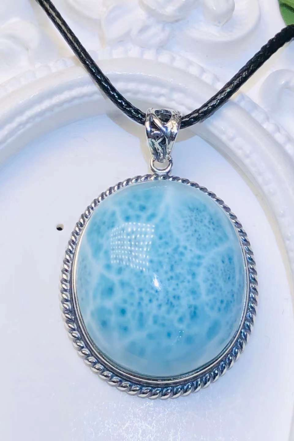 High Quality Larimar Pendant With Chain Crystal Necklace Jewelry Crystal Active