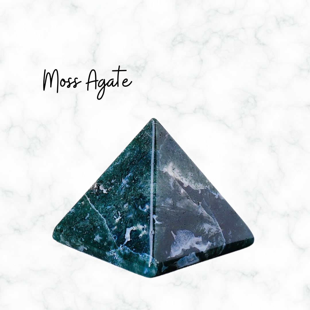 Moss Agate Natural Pyramid Crystal Decor Pyramid Home Office Decor