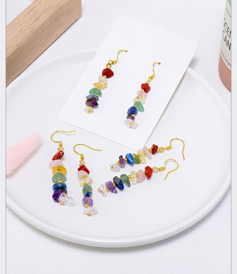 Gemstone Chip Cluster Earrings