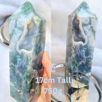 Druzy Moss Agate Tower