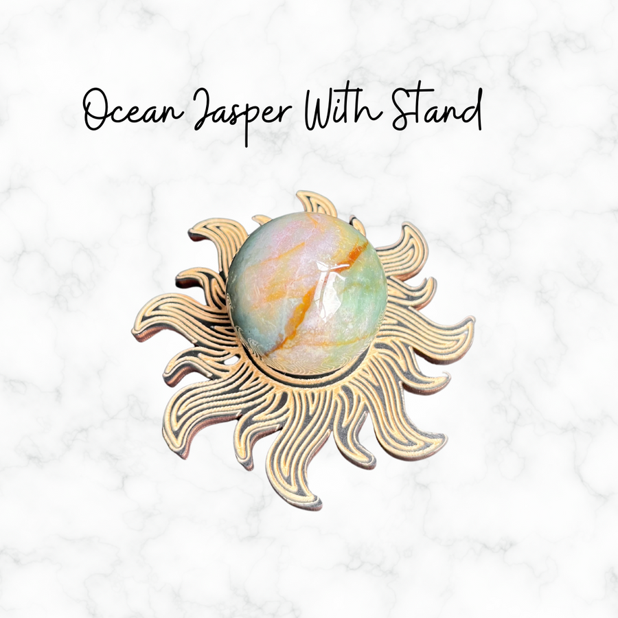 This natural Ocean Jasper crystal sphere is a healing crystal ball that serves as a chakra crystal gift for her