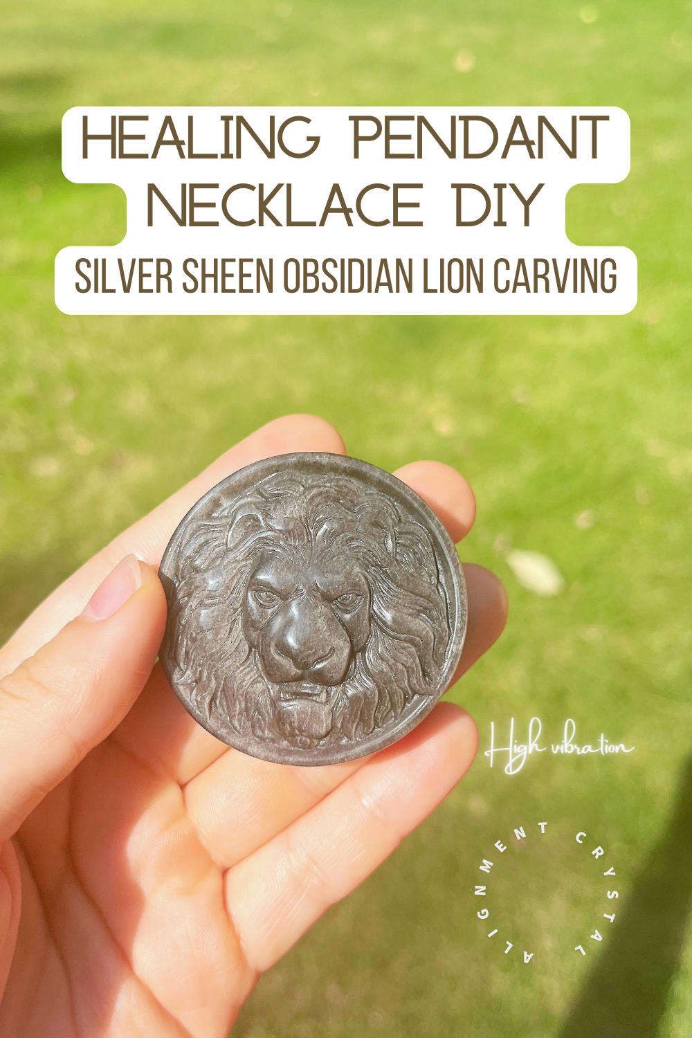 Silver Sheen Obsidian Lion Carving Pendant