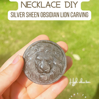 Silver Sheen Obsidian Lion Carving Pendant