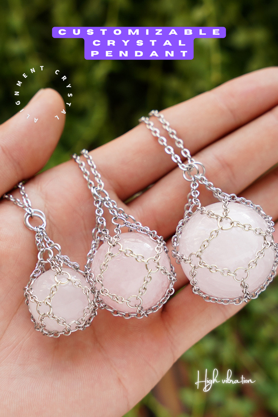 Handmade Pendant Cage Necklace Crystal Sphere Holder