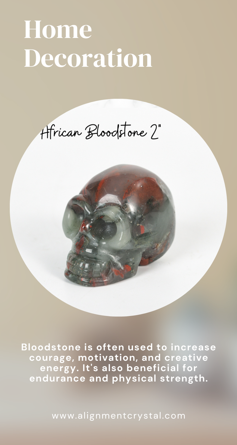 African Bloodstone Skull Natural Crystal Carving