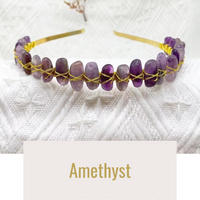 Artisan-Crafted Gold Wire Headband with Natural Crystal Gemstones