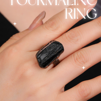 Black Tourmaline Ring Retro Style Ring