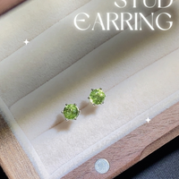 925 Sterling Silver Peridot Stud Earring August Birthstone