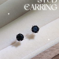 925 Sterling Silver Black Spinel Stud Earring