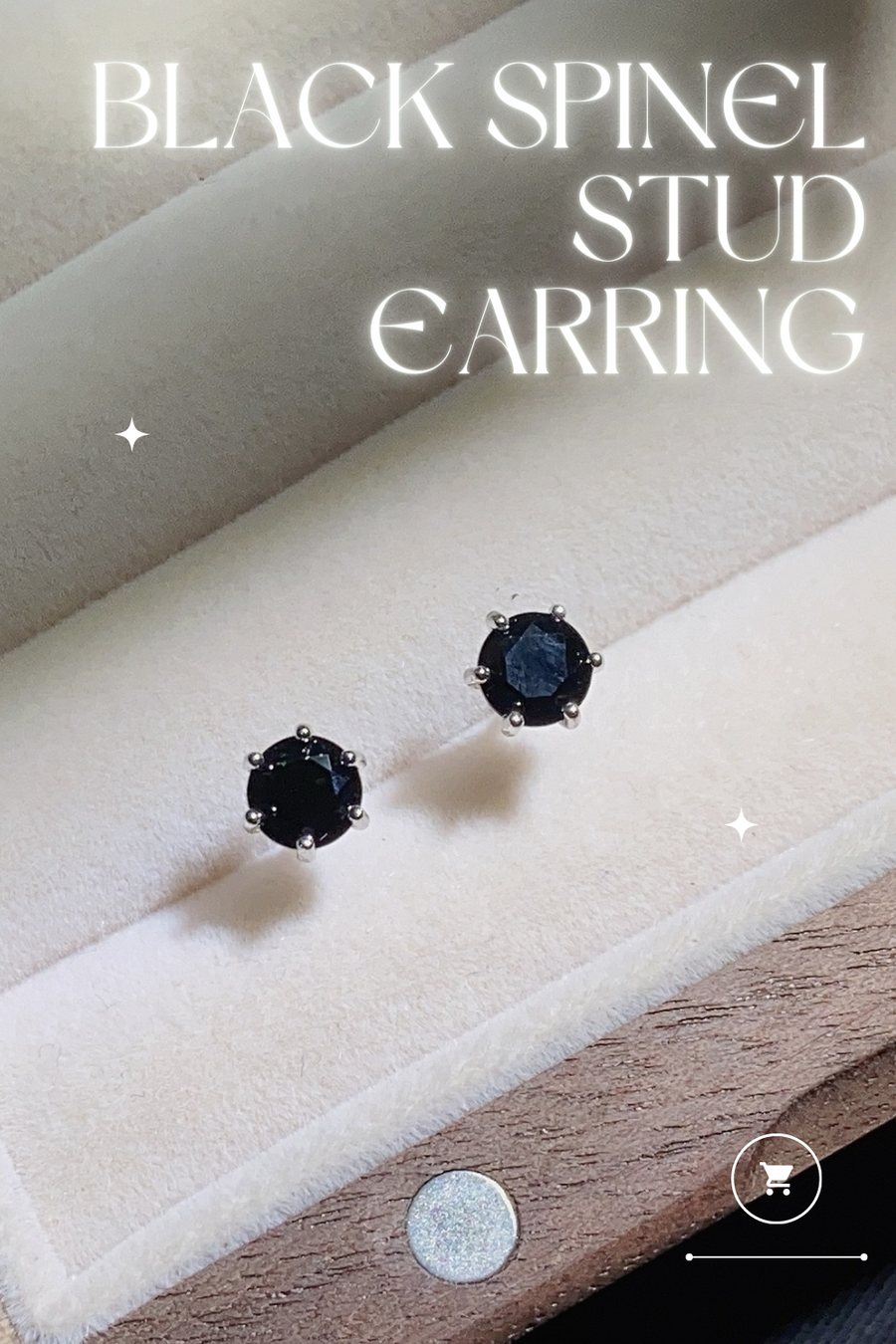 925 Sterling Silver Black Spinel Stud Earring