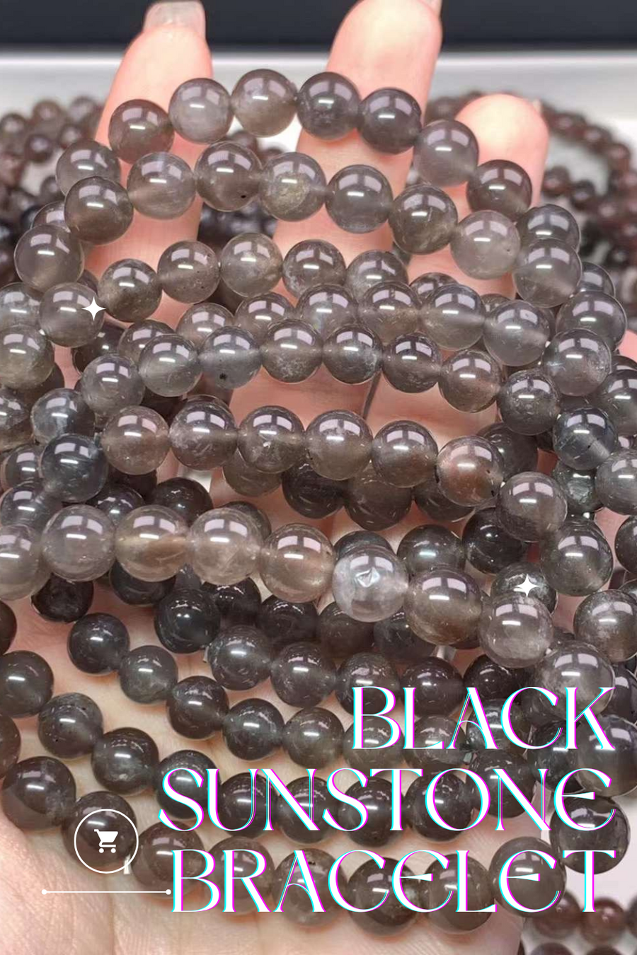 Black Sunstone Bead Bracelet