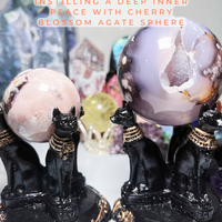 Black Flower Agate Sphere Crystal Flower