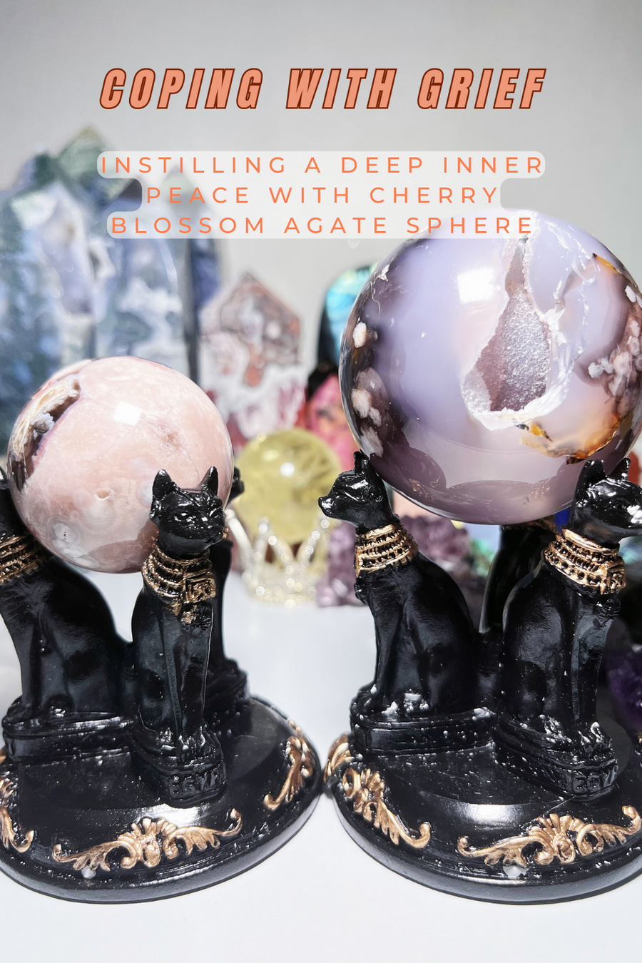 Black Flower Agate Sphere Crystal Flower