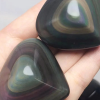 Natural Rainbow Obsidian Heart Palm Stone