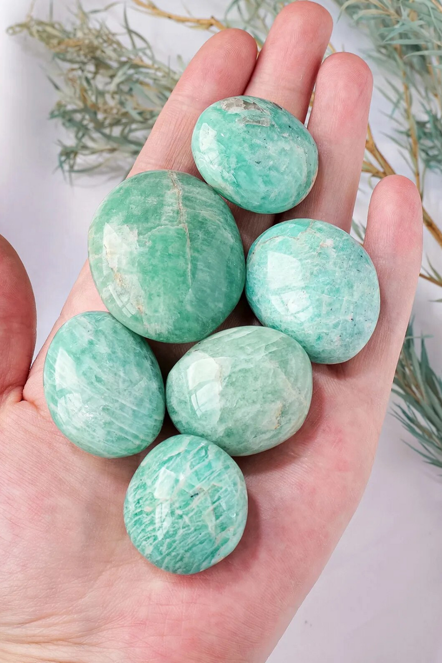 Natural Crystal Amazonite Palm Play Palm Stone Healing Home Decoration Polished Gemstones Crystal Quartz Reiki Ornament