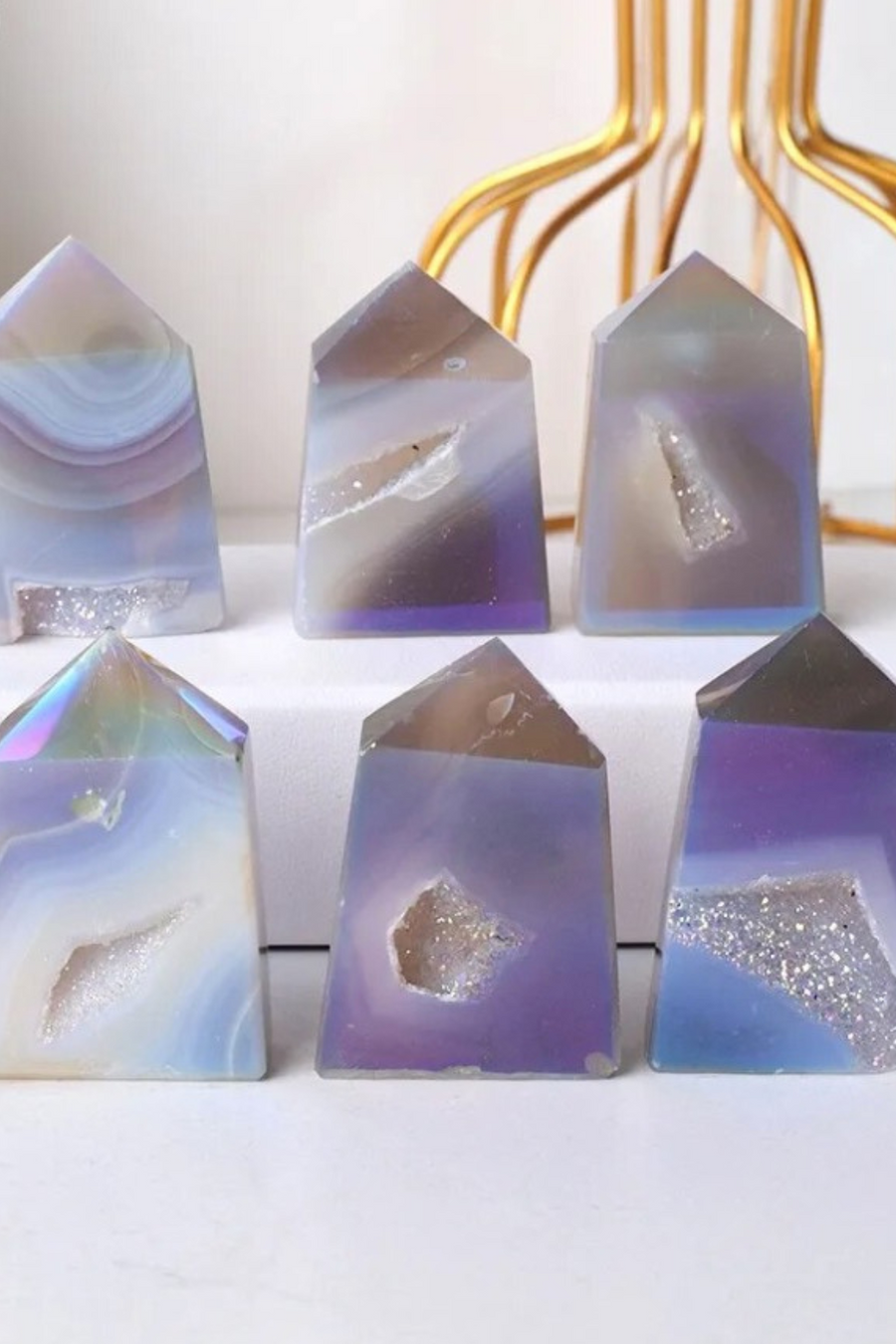 Natural Aura Agate Tower