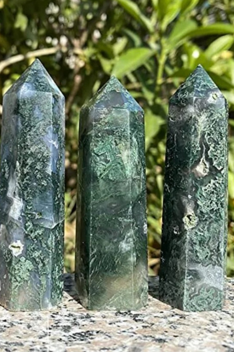 Natural Moss Agate Tower