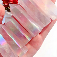 Natural Aura Rose Quartz Tower