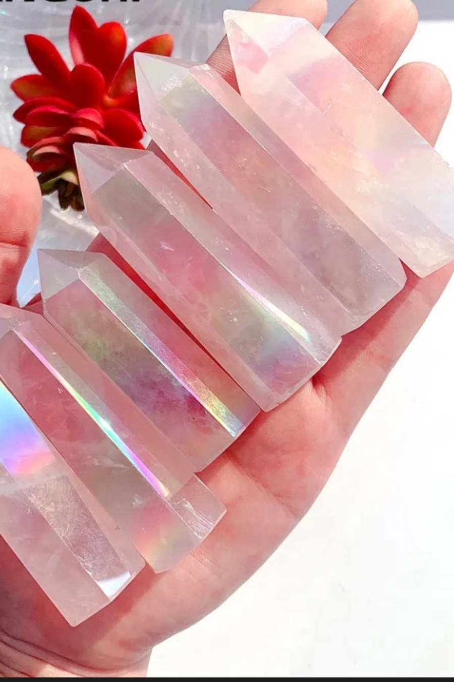 Natural Aura Rose Quartz Tower