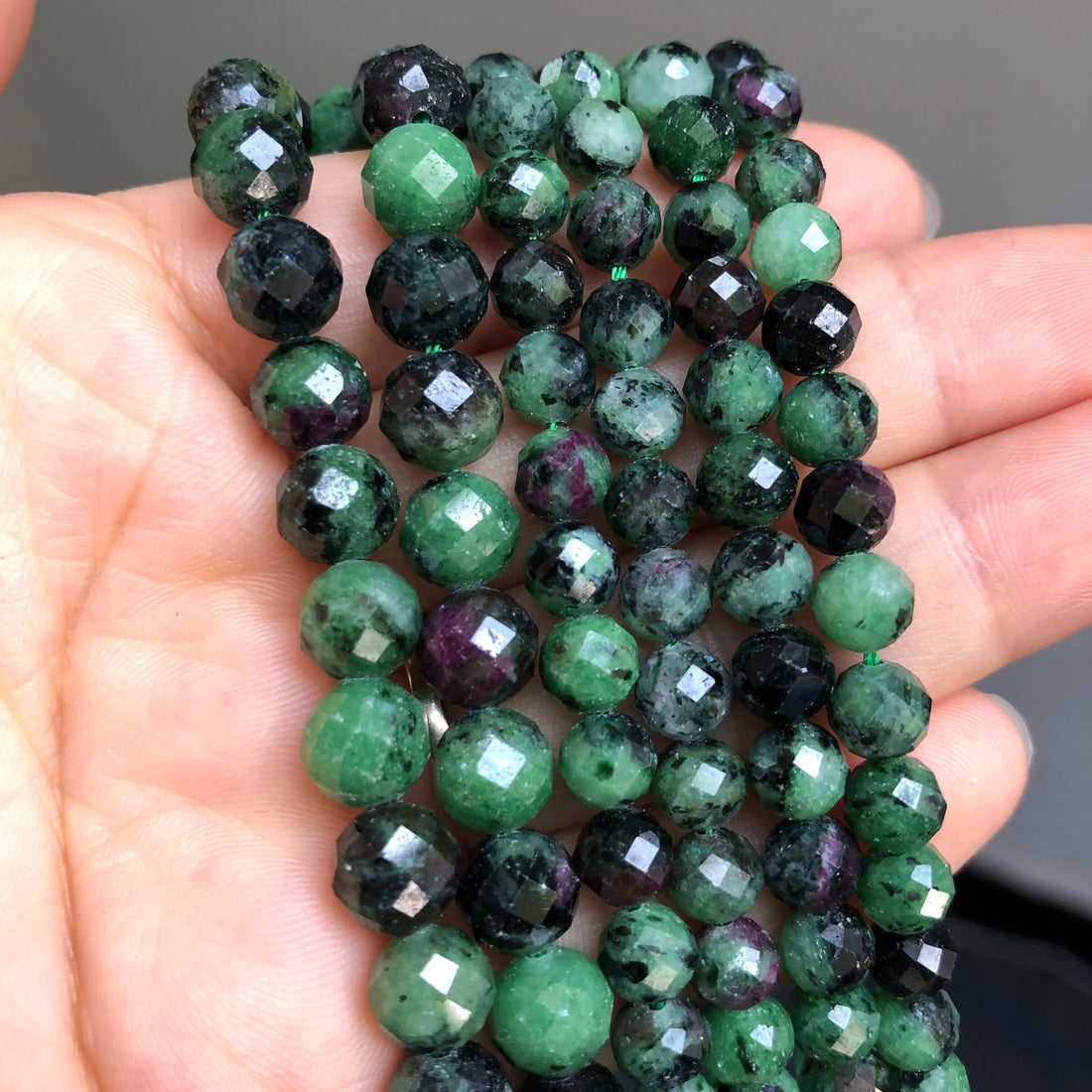 AAA Natural Faceted Green Rubys Zoisite Loose Spacer Bead Jewelry Making DIY Bracelet Necklace Accessories