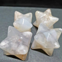 Natural Flower Agate Merkaba Star