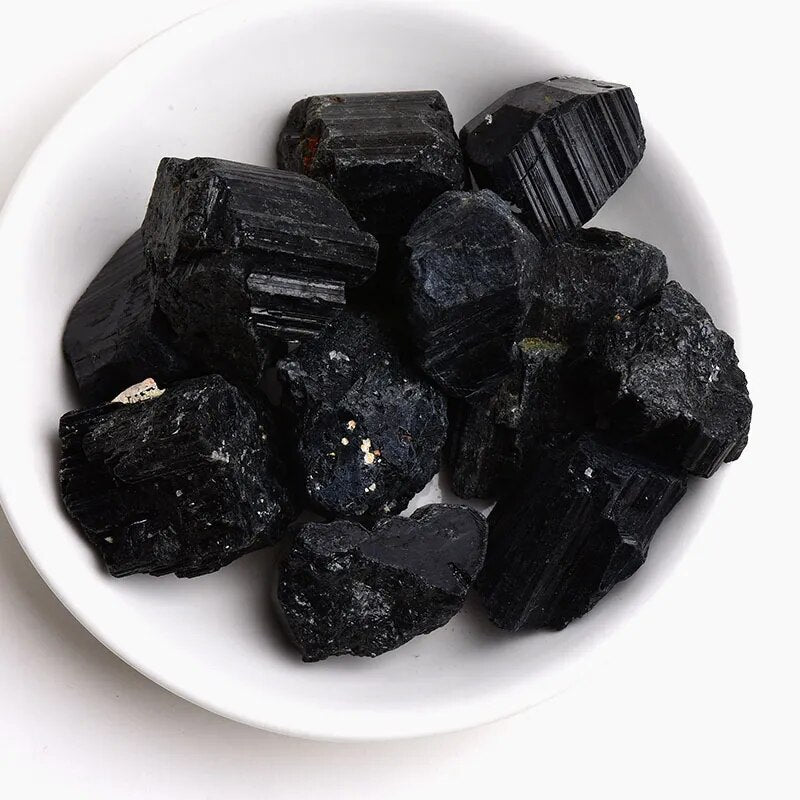 Natural Black Tourmaline Raw Mineral Specimens Irregular Crystal