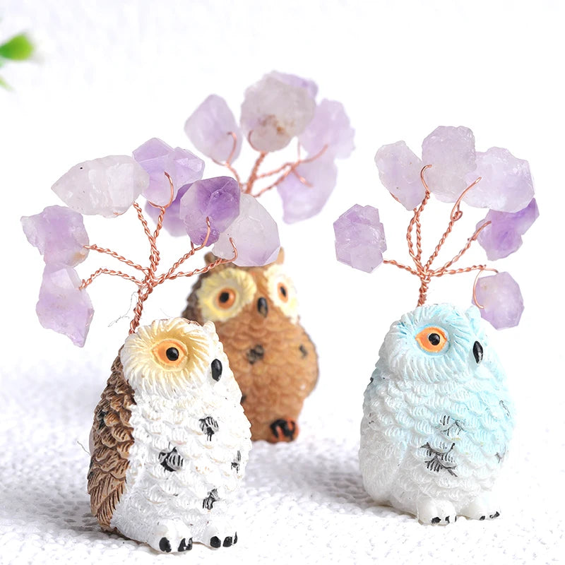 Natural Amethyst Owl Decor