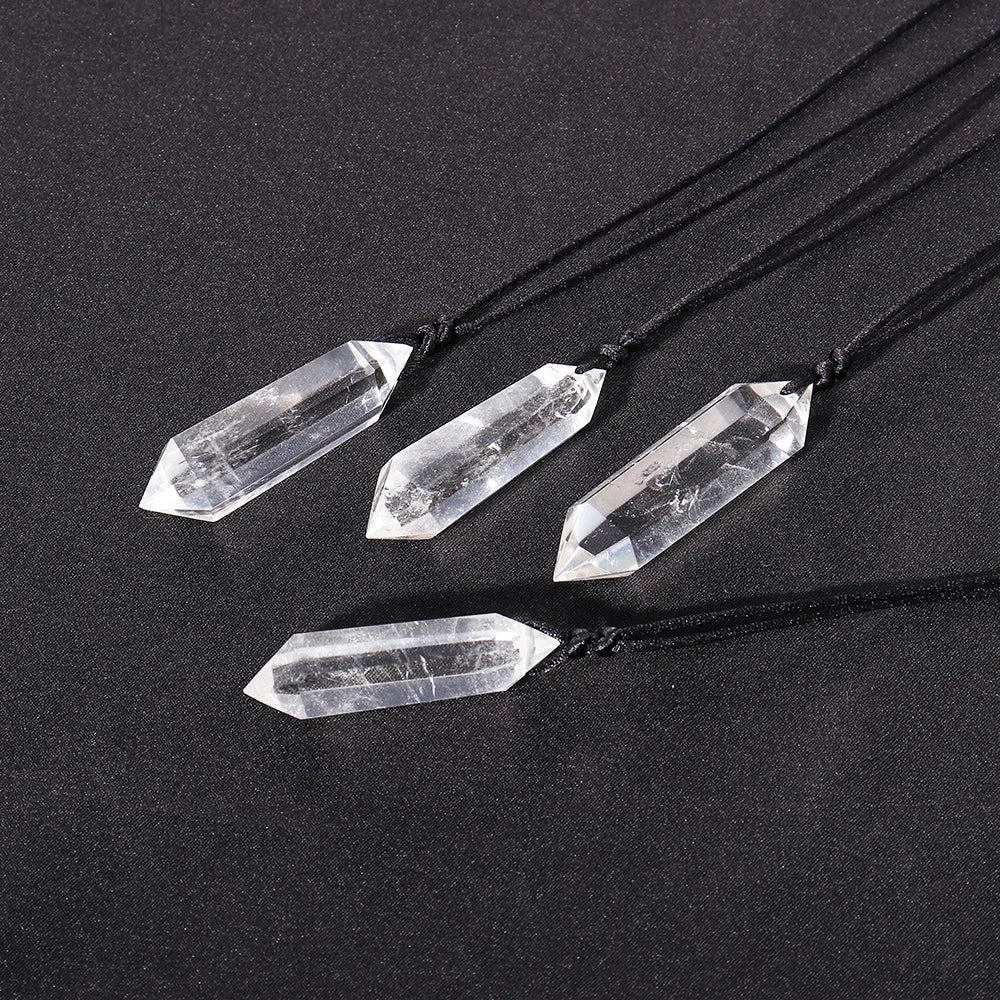 Natural Clear Quartz Double Point Necklace