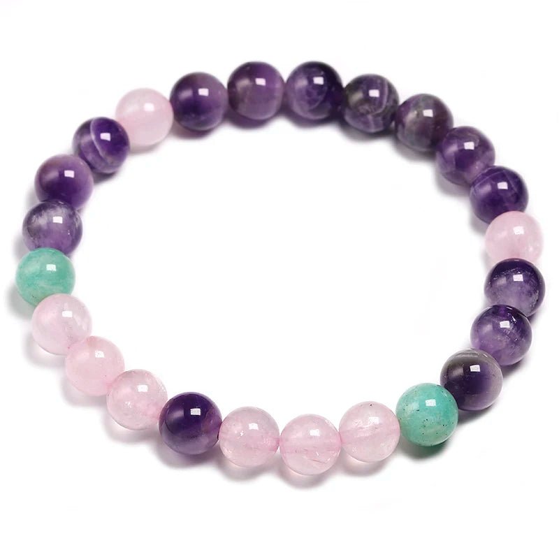 8mm Amethyst Rose Quartz Necklace