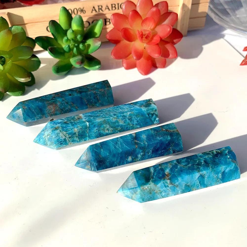 Natural Blue Apatite Tower