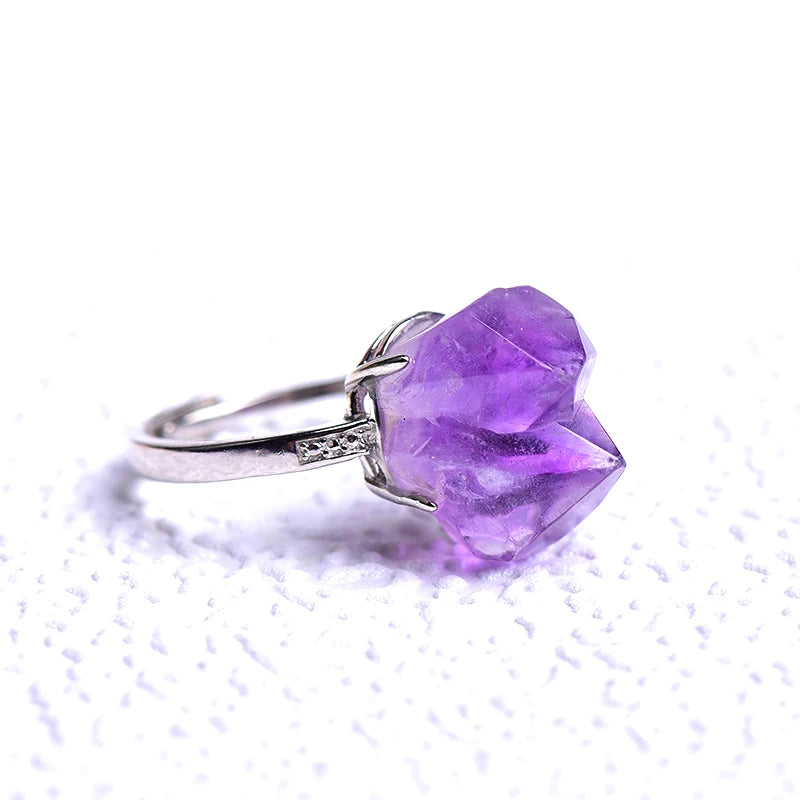 Natural Amethyst Cluster Ring Adjustable