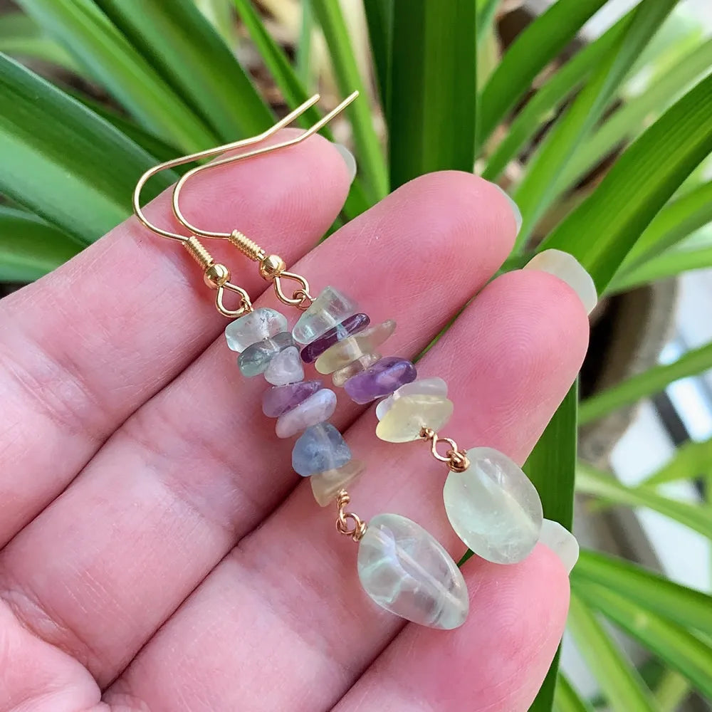 Reiki Natural Crystal Drop Earrings