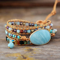 Boho Natural Stone Amazonite Beaded Bracelet