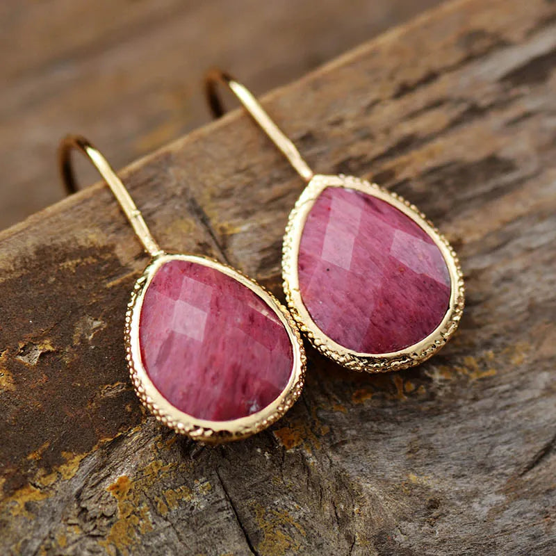 Natural Stone Teardrop Earrings