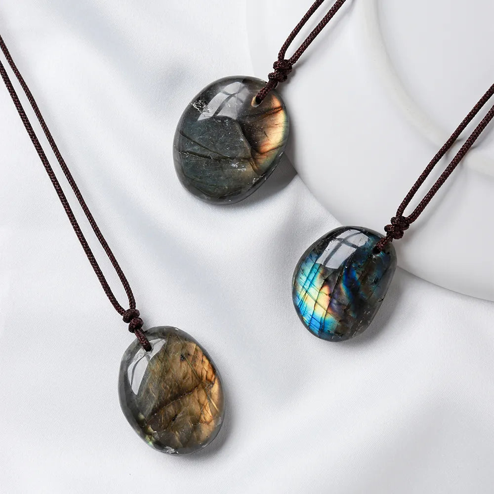 Natural Labradorite Pendant Necklaces Men Energy Quartz Necklaces Stones Ornament